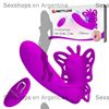 Vibrador de punto G con succionador de clitoris, control remoto y carga USB